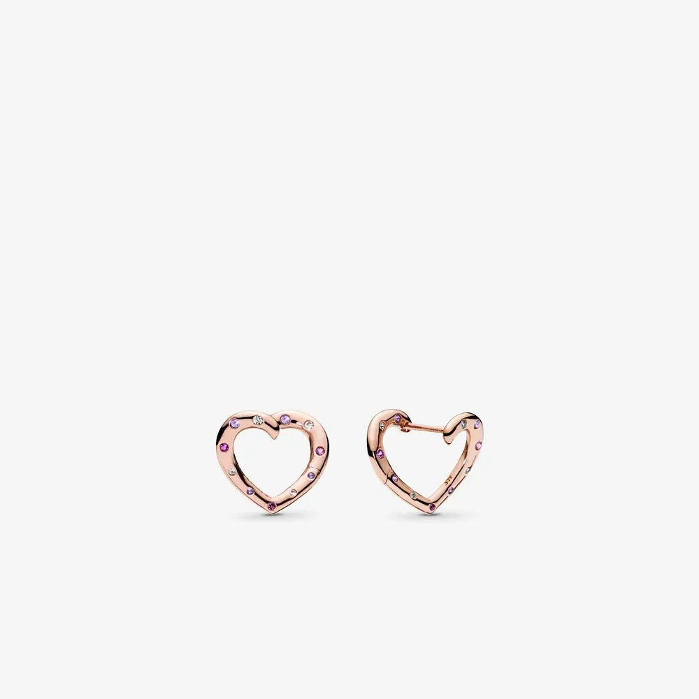 Bright Hearts Hoop Earrings, PANDORA Rose™, Royal Purple & Lilac Crystals & Clear CZ