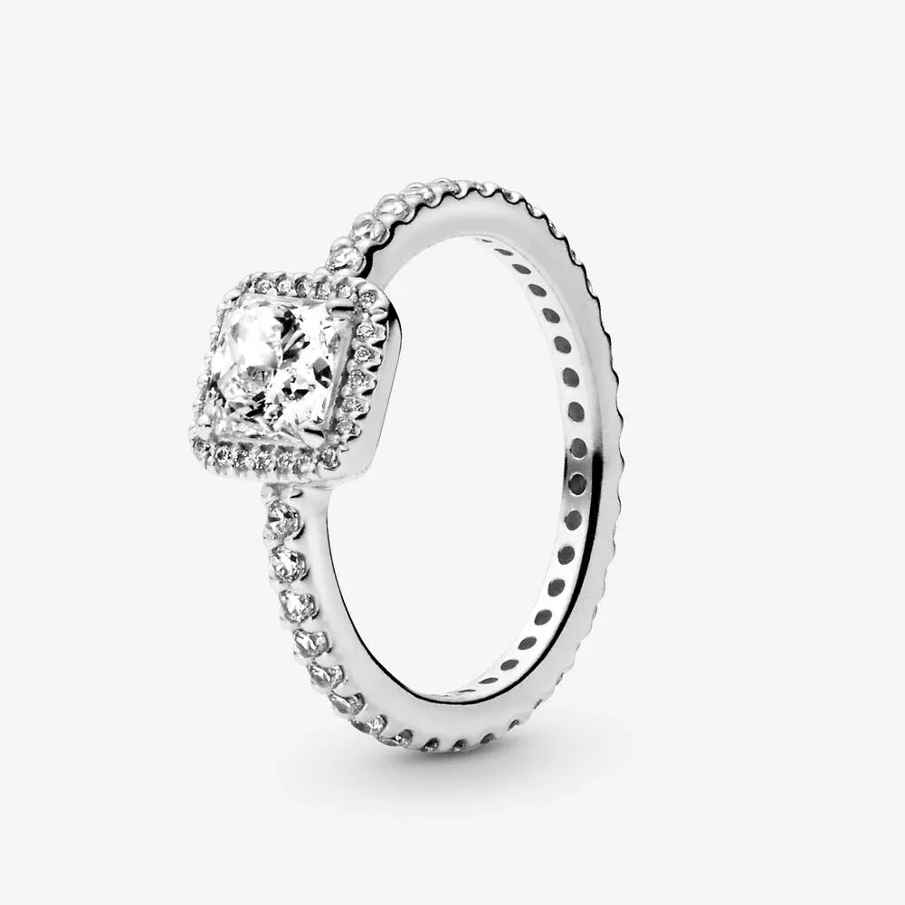Square Sparkle Halo Ring